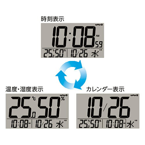 セイコー(SEIKO) SQ320K 黒メタリック 電波目ざまし時計 温度・湿度表示付 [2]