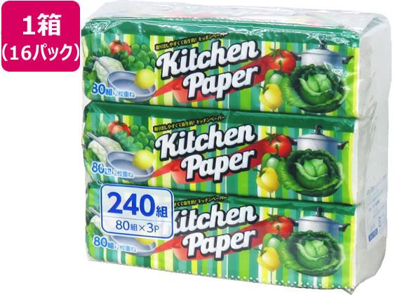 ↑↑↑正確な在庫状況は上記バナー「在庫状況を確認する」をクリックして頂き、必ずご確認ください。&nbsp;&nbsp;【代引不可商品】仕入先よりお客様宅へ直送手配いたします商品です。そのため代引きは対応致しかねます。取り出しやすくて衛生的!キッチンペーパー深いデコボコなシートが水も油もしっかり吸収。片手で取り出しラクラク!シートタイプなので置き場所をとらないでコンパクト。フィルム包装なので水回りに置いても安心。お料理からキッチン・テーブル周りの拭きとりまで幅広く活躍。●2枚重ね●シートサイズ：218×200mm●パルプ100%●蛍光染料は使用していません。●日本製●注文単位：1箱(80組×3個×16パック)●用途：野菜・肉・魚などの水きり、揚げ物の油切り、キッチン周りの拭き掃除、テーブルの拭きとり等に。※メーカーの都合により、パッケージ・仕様等は予告なく変更になる場合がございます。【KK9N0D18P】　
