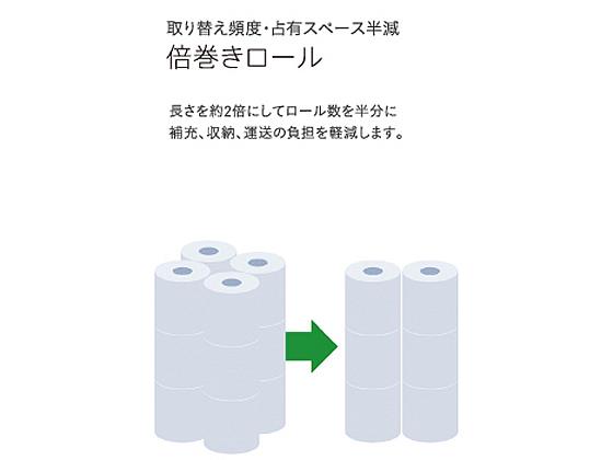 コアレックス信栄 倍巻きロールトイレットペーパー 60m ダブル 6ロール*8パック[代引不可]