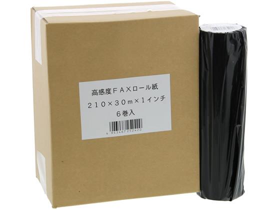 その他 高感度FAXロール紙 A4サイズ 210mm×30m×1インチ 6本[代引不可] 1