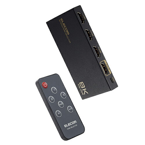 エレコム ELECOM DH-SW8KP31BK ブラック HDMI 切替器 3入力1出力 手動 / 自動 DHSW8KP31BK