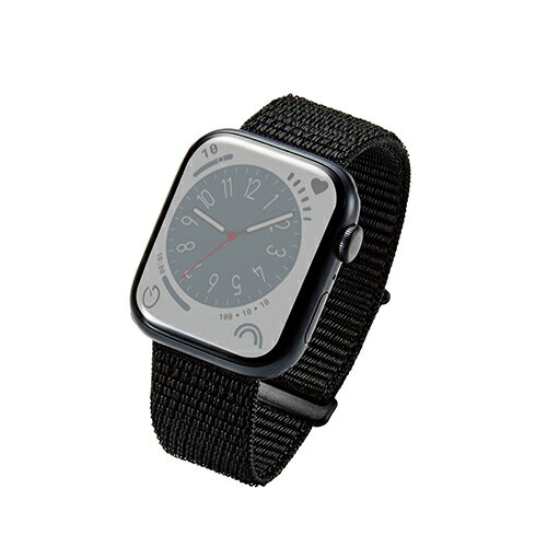 エレコム(ELECOM) AW-45BDFBBK ブラック アップルウォッチ バンド Ultra / 面ファスナー式