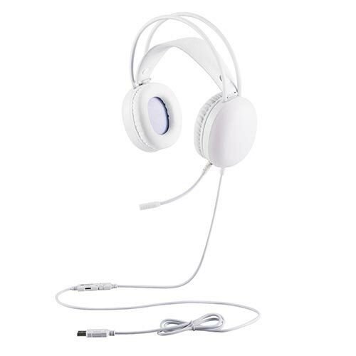エレコム(ELECOM) HS-G09SU-WH(ホワイト) ゲーミングヘッドセット 有線 RGB LED搭載 両耳オーバーヘッド