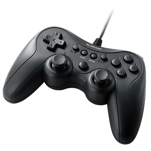 エレコム(ELECOM) JC-GP20S-BK ブラック 有線スタンダードゲームパッド PCコントローラー USB接続 13ボ..