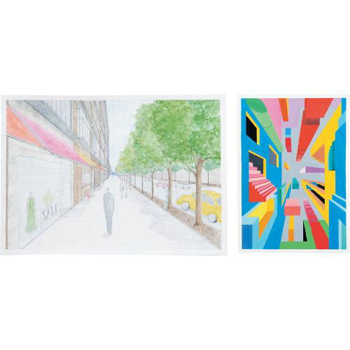 アーテック 一点透視シートB4 10枚組 13094 美術 一点透視 イラスト 透視法 アナログ 補助線 用紙 作画 中学 高校