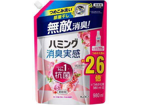 ↑↑↑正確な在庫状況は上記バナー「在庫状況を確認する」をクリックして頂き、必ずご確認ください。&nbsp;&nbsp;【代引不可商品】仕入先よりお客様宅へ直送手配いたします商品です。そのため代引きは対応致しかねます。部屋干し・曇り干し・夜干し　どーんな時も無敵消臭！ニオっちゃうかも…な時ももう気にしなくてOK！●用途：衣料用柔軟仕上げ剤●仕様：つめかえ用スパウトパウチ●香り：ローズ＆フローラルの香り●注文単位：1個（980ml）※メーカーの都合により、パッケージ・仕様等は予告なく変更になる場合がございます。