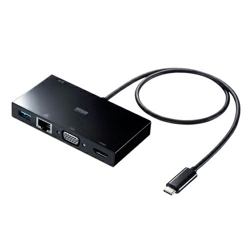 サンワサプライ USB-3TCH30BK USB Type-Cモバイルドッキングステーション USB3.2 Gen1・LAN・HDMI・VGA