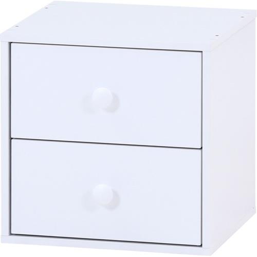 不二貿易 【組立品】キューブボックス 引出2杯 WH【代引・日時指定・キャンセル不可・北海道沖縄離島配送不可】