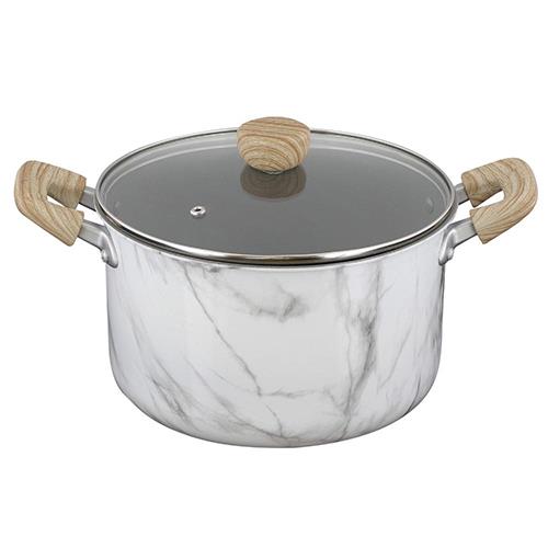 Rakuten - ベストコ NX-143(ホワイト) 両手鍋 22cm シチューポット IH ガス火対応 大理石柄 MARBLE KITCHEN