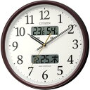 RHYTHM リズム 8FYA06-006 茶メタリック 電波掛け時計 温度 湿度 カレンダー 連続秒針 8FYA06006