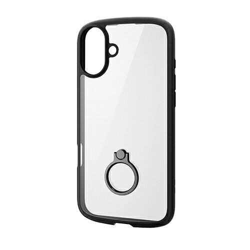 エレコム(ELECOM) PM-A24BTSLFCRBK ブラック iPhone 16 Plus用ケース ハイブリッド 衝撃吸収 カメラレンズ保護設計