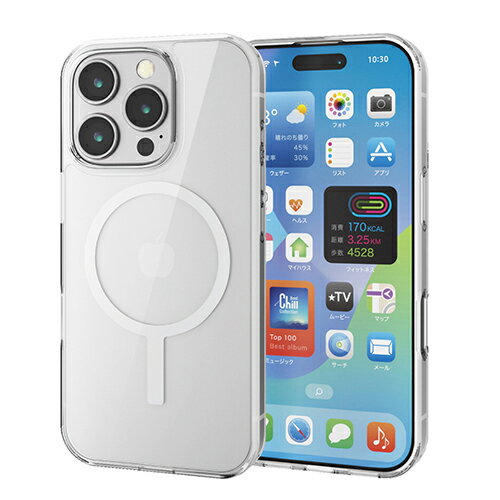 エレコム(ELECOM) PM-A24CMAG02WH ホワイト iPhone16 Pro用ケース カメラレンズ保護設計 磁力吸着ワイヤレス充電対応
