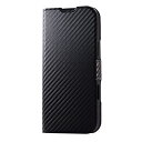 エレコム(ELECOM) PM-A24DPLFUCB(カーボンブラック) iPhone16 Pro Max用ケース レザー 手帳型 フラップ 衝撃吸収(2)