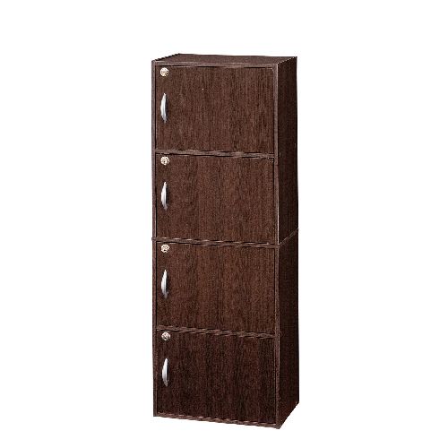 クロシオ 【組立式】39423 鍵付き4段ボックスR ブラウン 39423