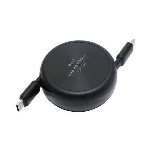 ミヨシ UPD-R01/BK(ブラック) USB Type-C ケーブル コードリールタイプ USB PD100W対応
