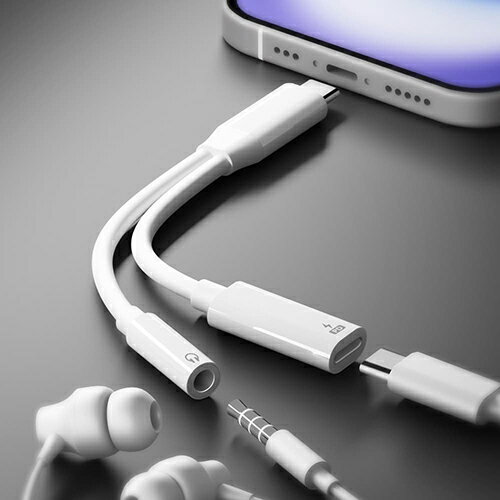 PGA PG-35CCHG02WH USB-C充電ポート付 3.5mm to USB-C イヤホン変換アダプタ PG35C...