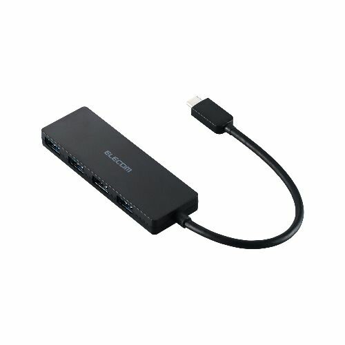 エレコム(ELECOM) U3HC-H040BK(ブラック) Type-C ハブ USB3.2 Gen1 USB-A ×4 バスパワー 薄型 ケーブル長15cm エレコム(ELECOM) U3HC-H040BK(ブラック) Type-C ハブ USB3.2 Gen1 USB-A ×4 バスパワー 薄型 ケーブル長15cm
