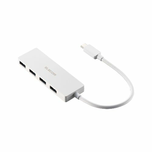 エレコム(ELECOM) U3HC-H040WH(ホワイト) Type-C ハブ USB3.2 Gen1 USB-A ×4 バスパワー 薄型 ケーブル長15cm エレコム(ELECOM) U3HC-H040WH(ホワイト) Type-C ハブ USB3.2 Gen1 USB-A ×4 バスパワー 薄型 ケーブル長15cm