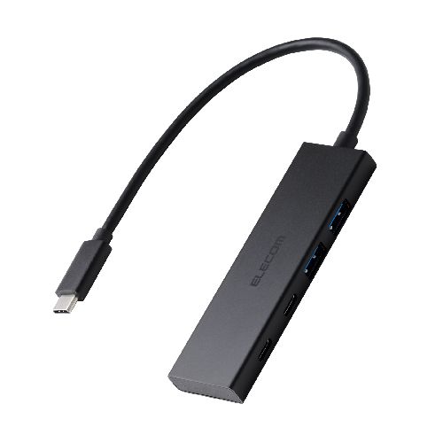 エレコム(ELECOM) U3HC-H041PBK(ブラック) USB Type-C ハブ 4ポート 5Gbps 高速 PD 100W 【 MacBook iPad Windows 等対応 】 薄型 C×2 A×2