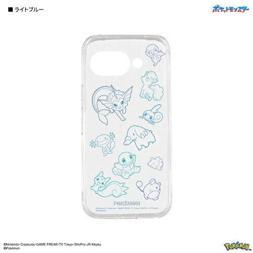 グルマンディーズ(gourmandis) POKE-986LBL ライトブルー ポケットモンスター Google Pixel 9a 対応 クリアケース