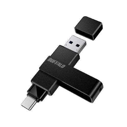 バッファロー(BUFFALO) RUF3-ACR64G-BK ブラック USB 3.2 Gen1 Type-C/Type-A両対応 回転式USBメモリー 64GB