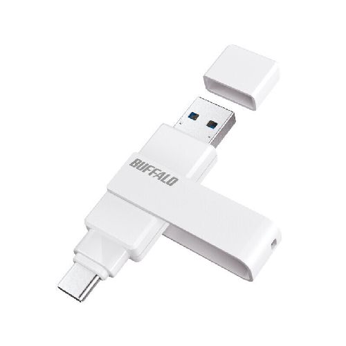 バッファロー(BUFFALO) RUF3-ACR128G-WH ホワイト USB 3.2 Gen1 Type-C/Type-A両対応 回転式USBメモリー 128GB