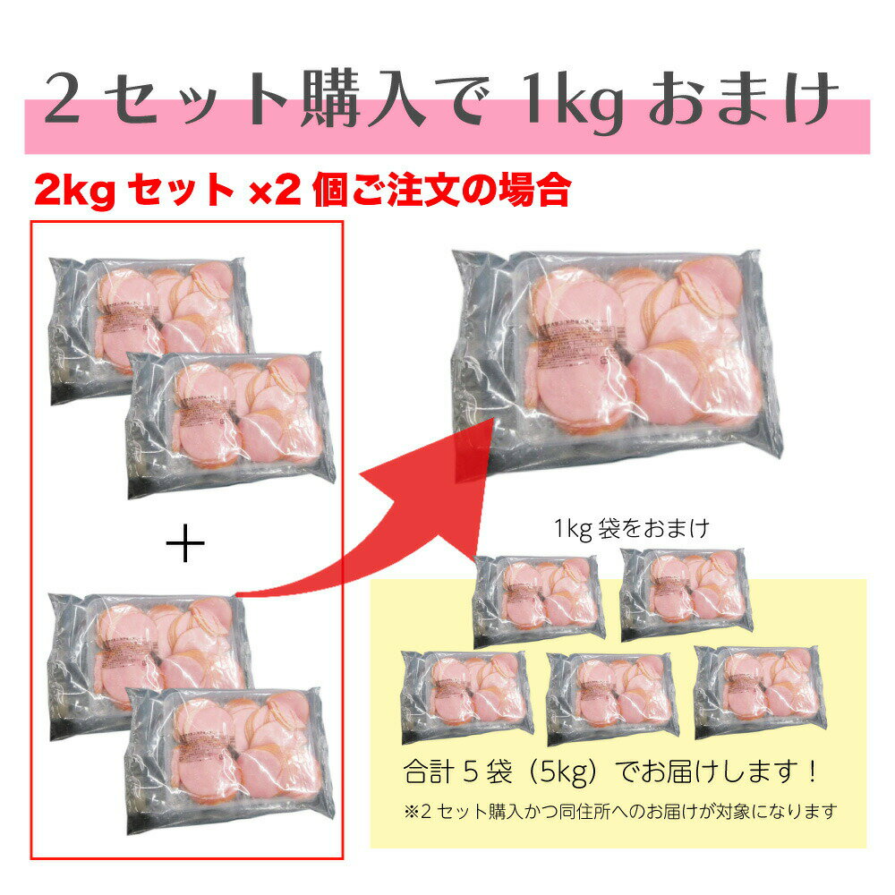 ＜2セット購入で1kgおまけ＞大特価 ご奉仕価格 訳あり ロースハム 2kg (1kg×2袋) 切り落とし 業務用 お得用 大容量 お得 ロース スライス プリマハム 送料無料 サラダ 朝食 定番 おすすめ ワケアリ わけあり 豚肉 ハム 肉 3