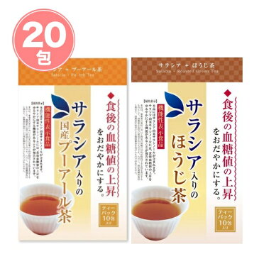 機能性表示食品 サラシア入りのほうじ茶／国産プーアール茶 （2袋：3g×20包） 送料無料