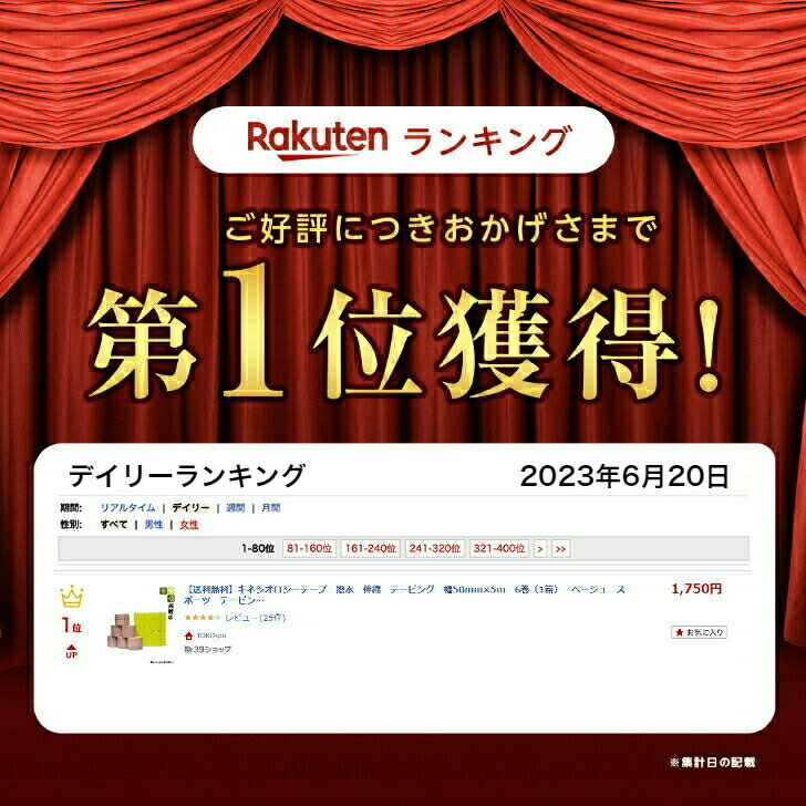 【送料無料】キネシオロジーテープ　撥水　伸縮　テーピング　幅50mm×5m　6巻（1箱）　ベージュ　スポーツ　テーピングテープ　キネシオテープ 2