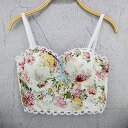 ブラトップ キャミソール 花柄 レース コルセット ブラトップ トップス ホワイト キャミソールトップス お嬢様 大人 女優 演出 レディース ブラジャー乙女 きれいめ(4)