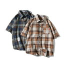 【期間限定6024円→3206円】格子柄 サマーシャツ 半袖シャツ メンズ カジュアルシャツ チェック 薄手 軽量 折り襟 夏 シャツアウター ポケットあり 日...