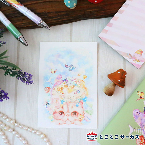 【メール便対応可】ポストカード『kyou wa donna hi?〜 ぼくのあたまに…〜』猫/ねこ/ハガキ/絵葉書/メッセージ/文房具/ステーショナリー/かわい...