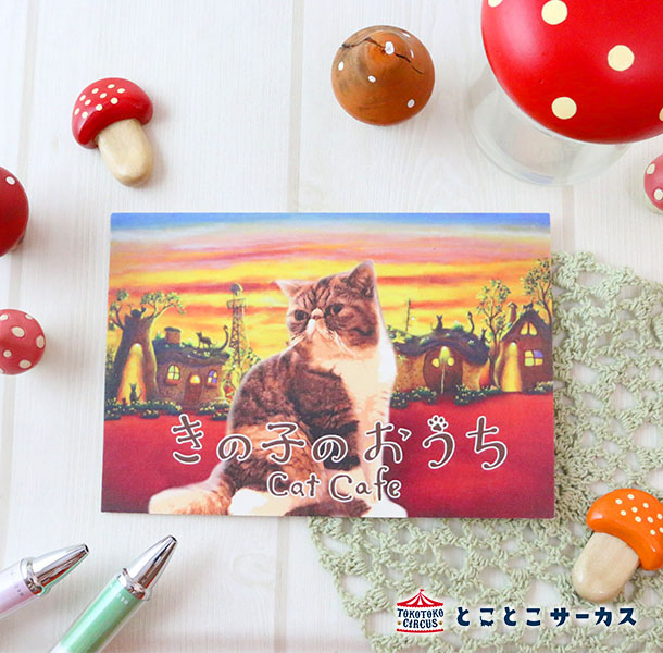 【メール便対応可】ポストカード『きの子のおうち』猫/ねこ/ハガキ/絵葉書/メッセージ/文房具/ステーショナリー/かわいい/おもしろ/夕焼け/ギフト/贈り物/動物...