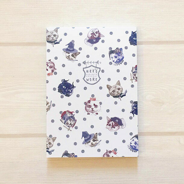 【メール便12点対応可】メモパッド『NEKO WORK 2』猫/ねこ/便箋巻きメモ/メモ帳/文房具/ステーショナリー/オフィス/事務用品/イラスト/水彩/ドット...
