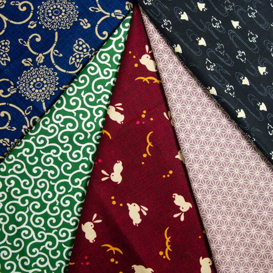 和柄 生地 綿プリント アソート はぎれ 5枚セット