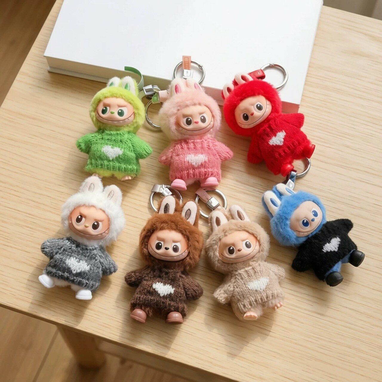 ラブブ服 LABUBU ラブブ 10cm向けラブブ服 4代目 全7色 ハート ニット キーホルダー 防寒らぶぶ ラブブlabubu 着ぐるみ ぬい服 ぬい撮り ぬいすたぐらむ ぬいぐるみ服 ちびぬい ぬいママ