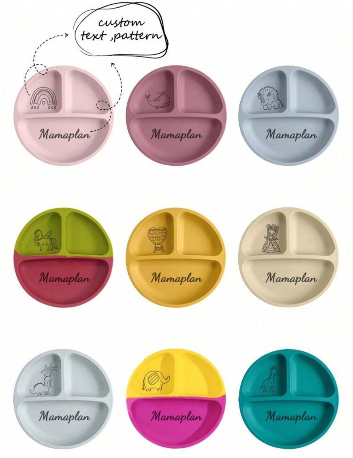 名入れ無料 シリコンプレート ベビー キッズ 食器 出産祝い 誕生日 プレゼント 選べる絵柄9色 送料無料 ラッピング無料