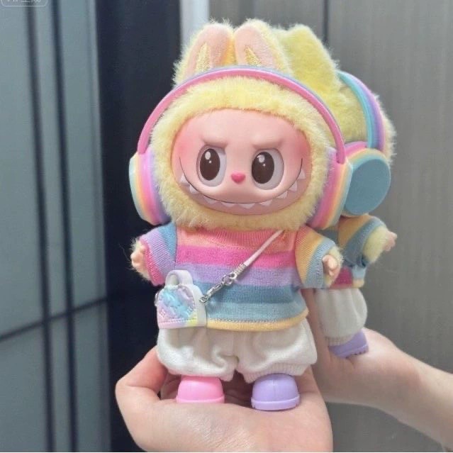 LABUBU 17cm ドール服 5点セット 着ぐるみ イヤホン付き おしゃれ ぬいぐるみ服 着せ替え衣装 モコモコ 人形服 ぬい撮り かわいい ハロウィン 1代目 2代目 3代目