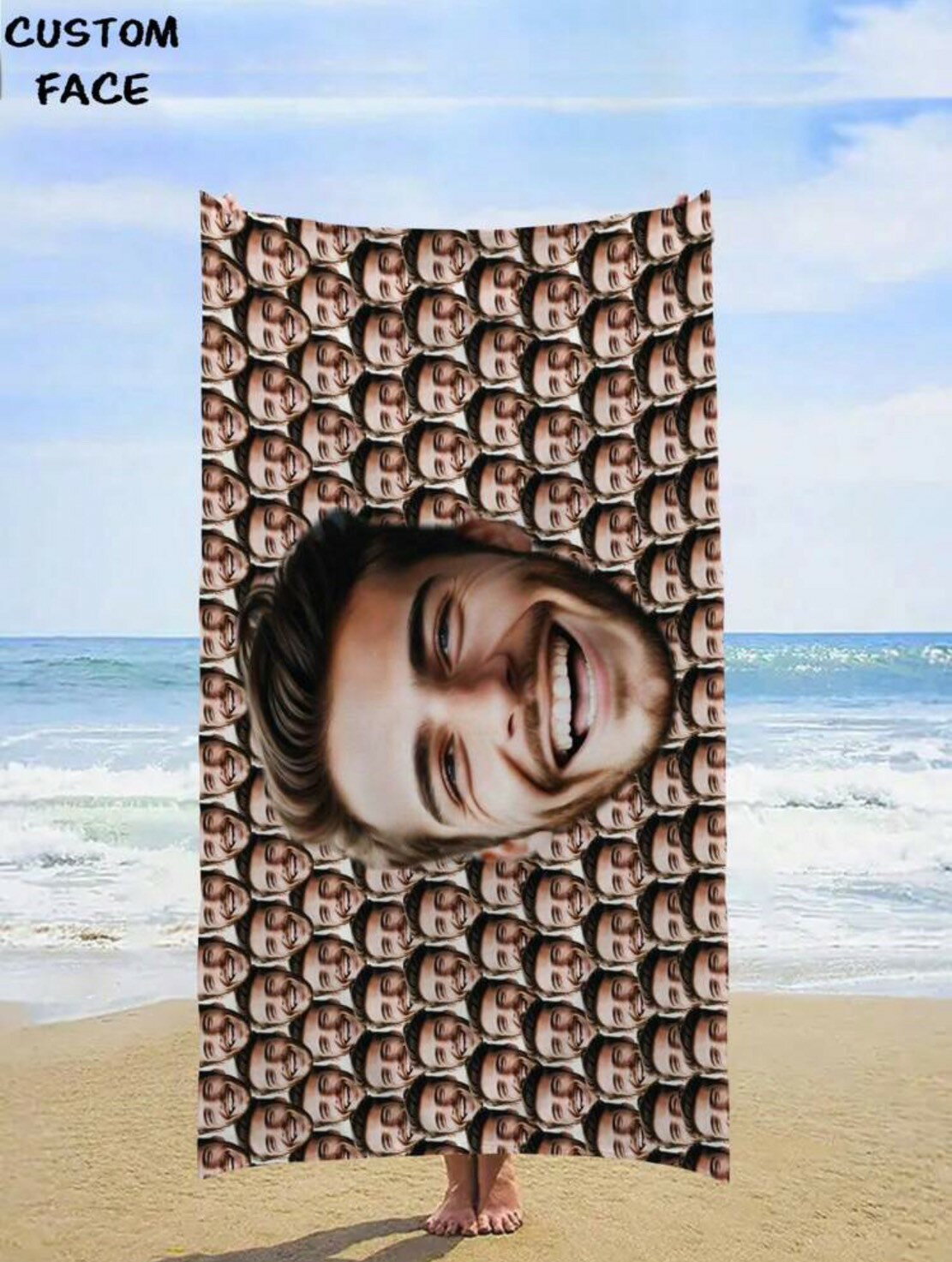 オーダーメイド 顔入りタオル プレゼント ギフト ビーチタオル フェイスタオル オリジナル カップル 記..