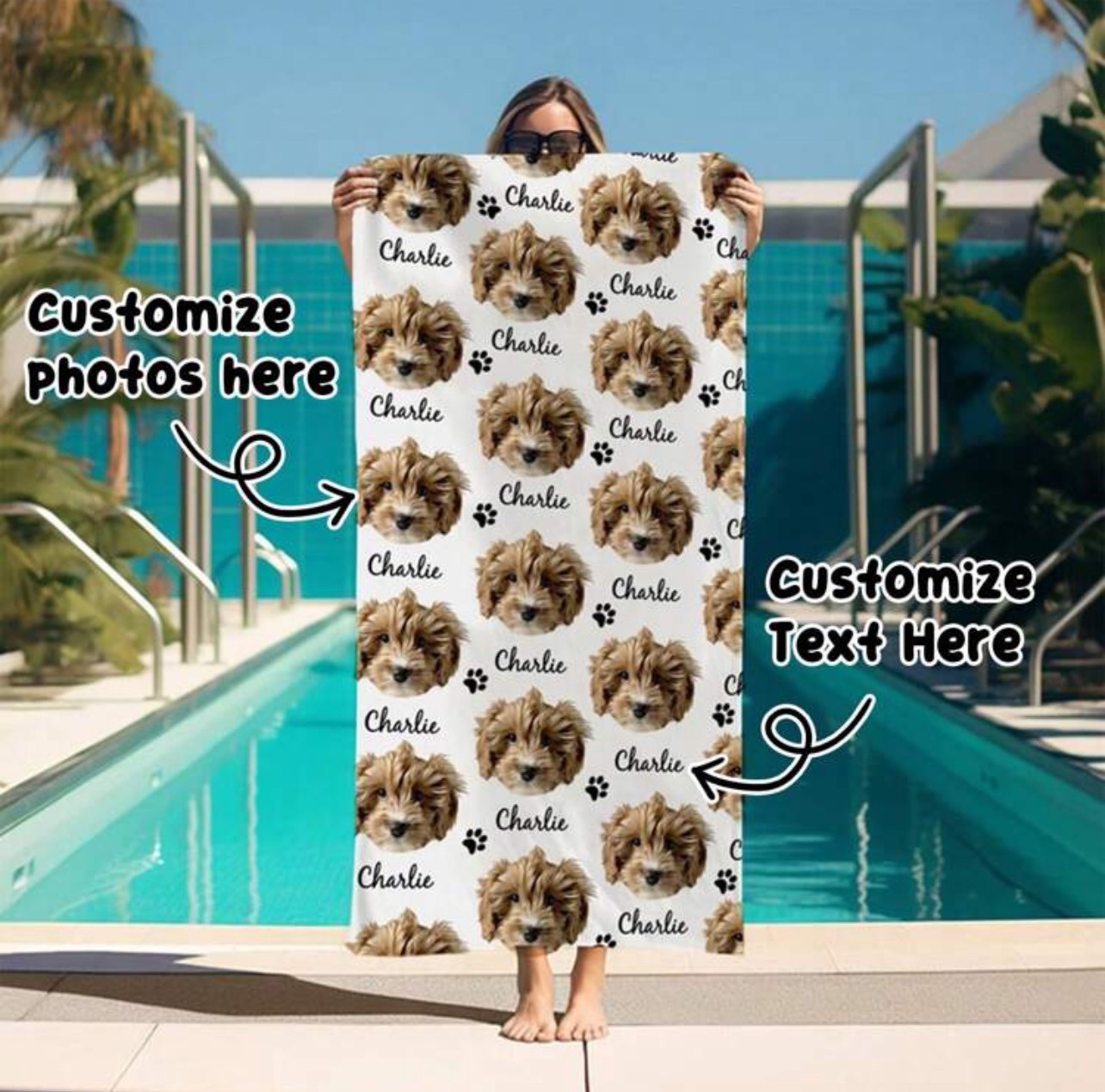 オーダーメイド 顔入りタオル プレゼント ギフト ビーチタオル フェイスタオル オリジナル カップル 記..