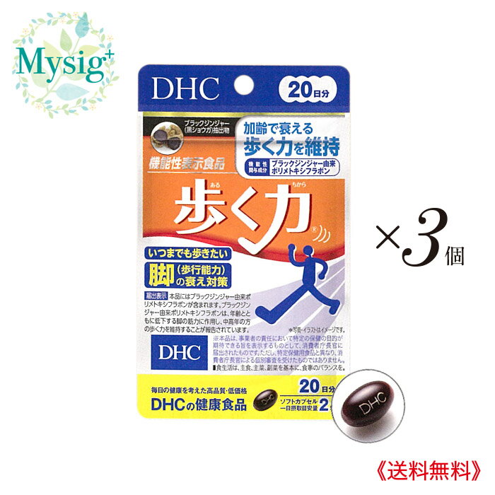 DHC 《機能性表示食品》 歩く力 ブラックジンジャー 20日分 40粒 ×3個 ［約2ヶ月分］ | 健康食品 サプリ 脚の筋力に作用 加齢で衰える歩く力を維持 中高年の方の歩く力を維持