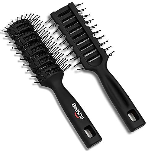 Baasha ヘアブラシくし 静電気防止髪くし ス抜け髪予防 スタイリング ヘアケアブラシ 絡まない 美髪 メンズ レディースに適用 - ブラ