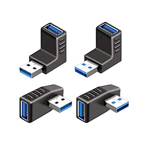 ◆商品名：USB コネクタ 直角 アダプタ 右向き/左向き/上向き/下向き USB 3.0 アダプタ 90度 L型 Type A (タイプa オス〜タイプa メス) 方向 変換 延長 コネクタ 4個セット 【90° L字型デザイン】USB3.0 A(オス) - USB A(メス)L字型のUSB 直角 アダプタです。パッケージ内容：4種類セット、各種類1個で計4個セット。左向きと右向き、上向きと下向きのL字型デザインを採用し、多種な場合に適応です。 【高品質材質】外殻はPVC材料を使い、環境にやさしいし、すべり止め、耐久性に優れています。小型デザインで、持ち運びしやすいUSB 3.0 変換コネクタです。 【角度変換/方向変換に】異な向きの4個セットです。角度変換、方向変換，右または左に上または下に曲がる。USBメモリなどの方向を変えられるため、省スペース可に役立ちます。方向を90度変え、狭い場所でも簡単に接続できます。 【高速転送】本USB 3.0 切替器は高速転送規格 USB3.0 なので、最大転送速度5Gbps（USB2.0の10倍）に対応します。転送時間もかなり短縮できます。互換性は強く、下位互換性もあり、USB 2.0 、1.1 にも対応しています。 【利便性】周辺機器の方向を変えられる便利な L字型 usb type a 変換アダプタ。USB3.0はもちろん、USB2.0互換もあるため、幅広い機器にご利用いただけます。USB機器のコード、USBケーブル等が邪魔にならずにでっぱりや引っ掛かり防止、省スペース化に。取り付け簡単で、ホットプラグもサポートします。ドライバーは不要、挿すだけすぐ使えます。