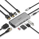 vigoole USB C ハブ 11-in-1 トリプルディスプレイUSB Type C ハブHDMI ドッキングステーション 変換アダプタ2（デュアル）HDMI 4K H