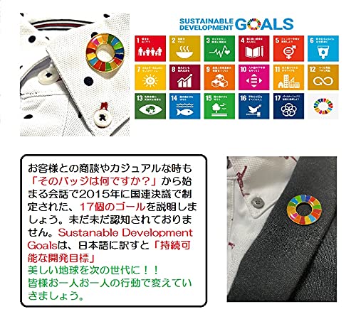 【国連本部公式最新仕様】SDGs バッジ 25mm 金色丸み仕上げ【1個】 sdgsバッチ ピンバッチ SDGs 帽子 バッグにも最適 かわいい 留め 2