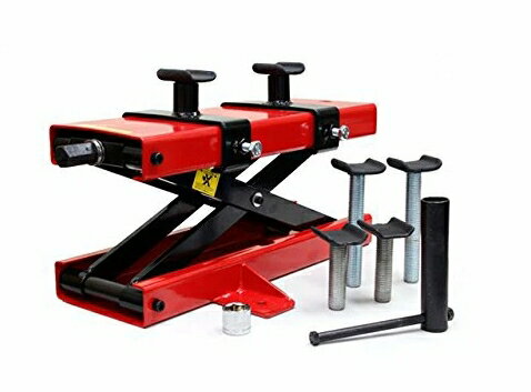 バイクリフト バイクジャッキ モーターサイクルジャッキ レッド 500kg ロングアダプター コンパクト ジャッキ バイクスタンド メンテナンススタンド