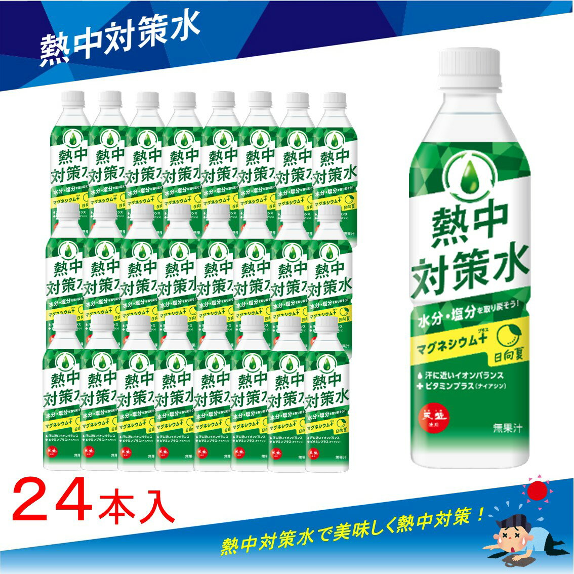 【熱中症対策に】 熱中対策水 ( 500ml × 24本 ) 赤穂化成 日向夏味 1ケース 室戸海洋深層水 子供 小学生 水分補給 夏 飲料水 夏バテ防止 塩分補給 野外活動 ミネラル補給 レジャー 工事 現場 部活動 作業 スポーツ クエン酸 熱中症 塩 塩分 父の日