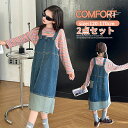 セット 女の子 2点セット 長袖tシャツ サロペットスカート キッズ 女児 サロペット ショート丈スカート オールインワン オーバーオール パンツ シンプル カ...