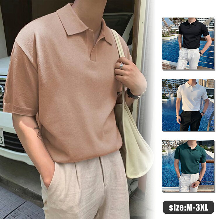 ポロシャツ Tシャツ 半袖 メンズ ティーシャツ カジュアルTシャツ プルオーバー ヘンリーネック キャンプ スリム シンプル 半袖tシャツ トップス 春夏新作 夏服 無地 ゆったり はんそで カッコイイ お兄系 着回し ブラック ホワイト カーキー グリーン M/L/XL/2XL/3XL