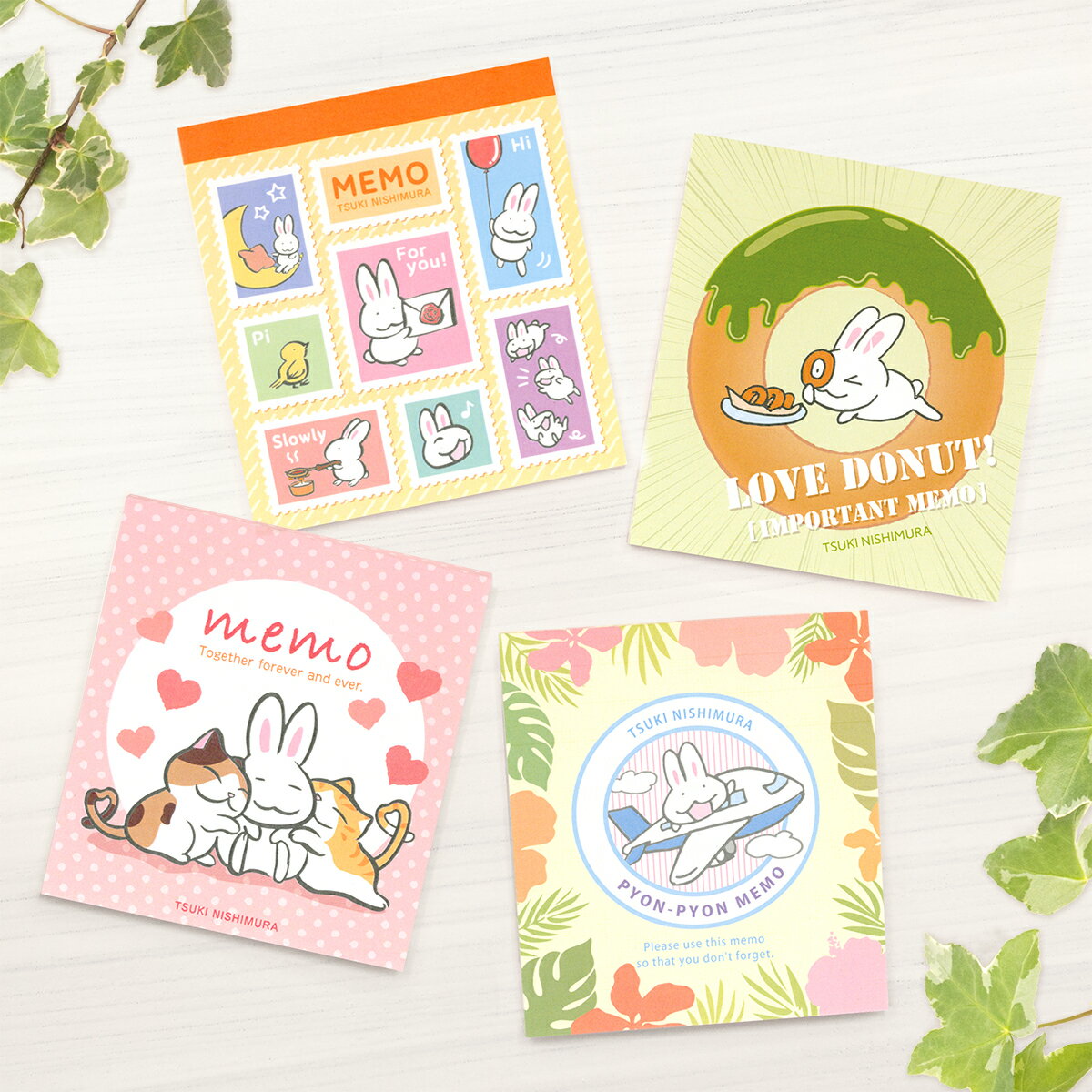 【新商品】西村月 スクエアメモパッド 全4種(メモ帳 ばらまき 土産 京都 雑貨 文房具 文具 手紙 ウサギ 兎 かわいい 可愛い ギフト プレゼント 贈答用 ...